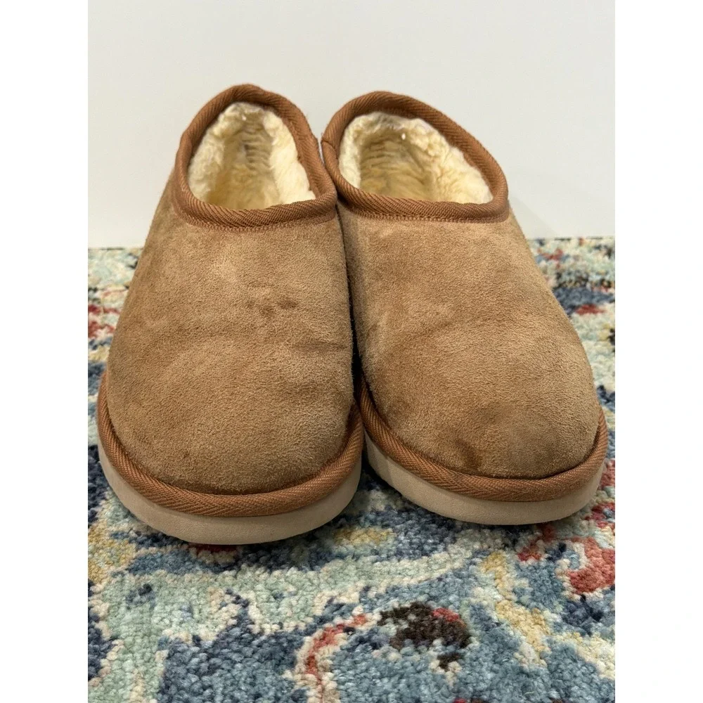 Australian Made Slippers Kids Size 4 Youth Brown Shearling Suede Cozy